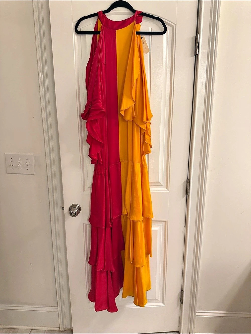 Anthrapologie- Rampage Color Block Maxi Dress in Pink & Orange Size Large NWT